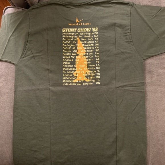 Vintage 1998 Barenaked Ladies Stunt Show Tour Concert T-shirt Army Green LARGE - Picture 2 of 3